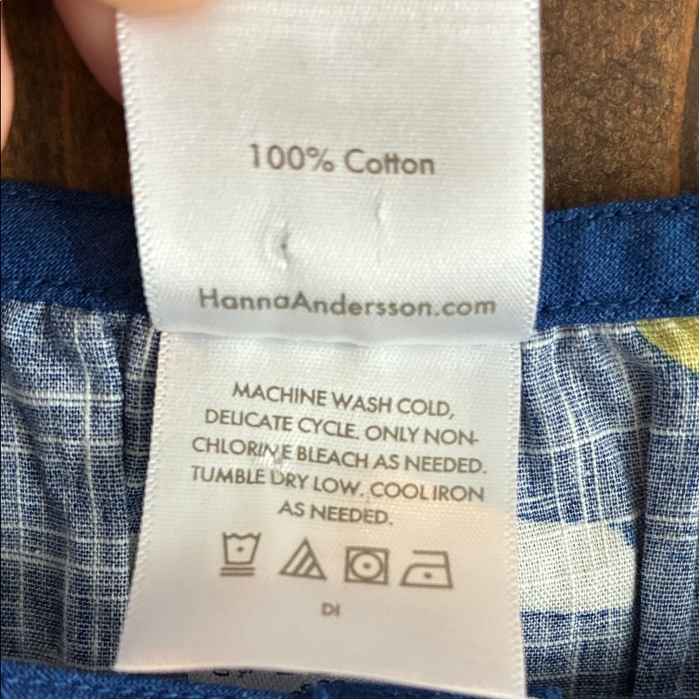 Hanna Andersson 100% Cotton Women’s Large Dress Blue and White w/ Yellow Details - Picture 6 of 6
